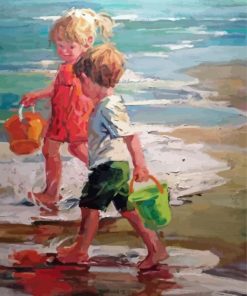 Children Playing on Beach Paint By Numbers