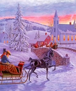 Winter Horse Sleigh Paint By Numbers