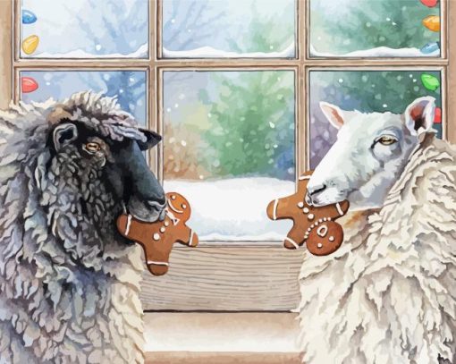 Christmas-Sheep-In-Snow-paint-by-number