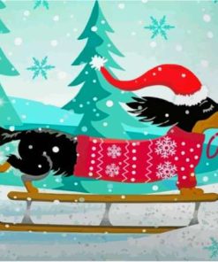 Christmas Dog Snow Adventure Paint By Numbers