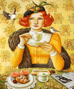 Woman Enjoying Coffee Paint By Numbers