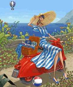 Classy Woman on Vespa Paint By Numbers