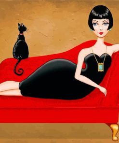 Classy Woman and Black Cat Paint By Numbers