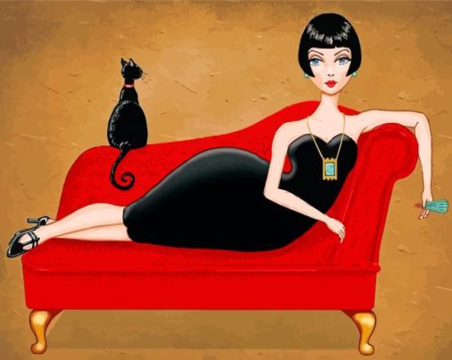 Classy-Lady-And-Cat-paint-by-number