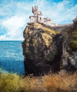 Cliff Side Castle Scene Paint By Numbers