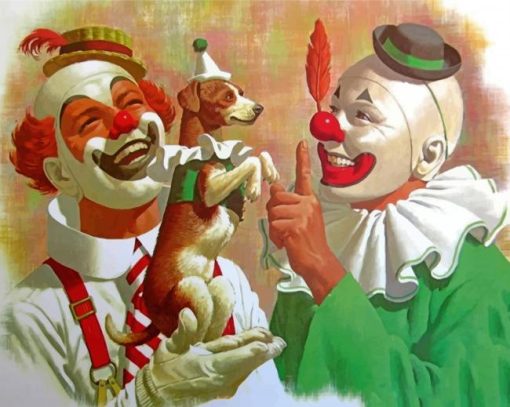 Clowns-And-Dog-paint-by-number
