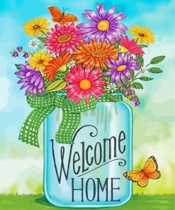 Colorful Daisies and Butterflies Paint By Numbers