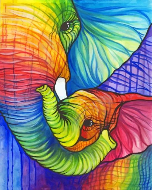 Colorful-Elephant-And-Calf-paint-by-numbers