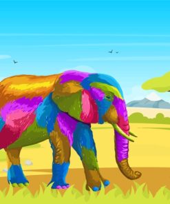 Colorful Bull Elephant Paint By Numbers