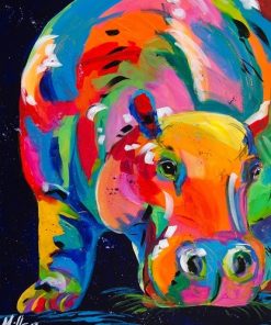 Colorful Hippo Animal Paint By Numbers