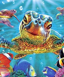 Colorful Turtle Sea Life Paint By Numbers