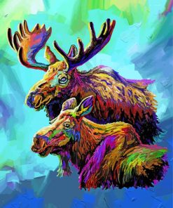Colorful Bull Moose Paint By Numbers