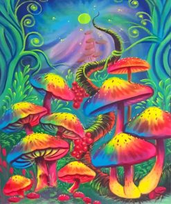 Colorful Mushroom Art Paint By Numbers