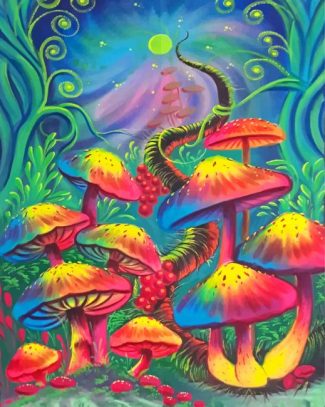 Colorful Mushroom Art Paint By Numbers