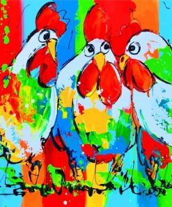 Colorful Roosters Birds Paint By Numbers
