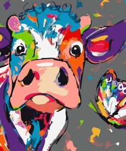 Colorful Cow and Butterfly Paint By Numbers