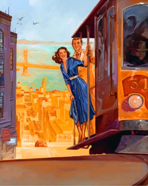 Couple-On-Tram-paint-by-number