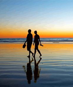 Couple Silhouette On Beach Paint By Numbers