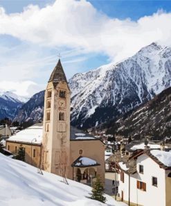 Courmayeur Italy Snow Paint By Numbers
