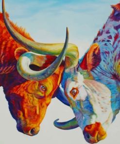Colorful Bull and Cow Paint By Numbers