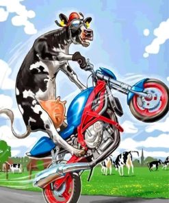 Cow and Motorcycle Paint By Numbers