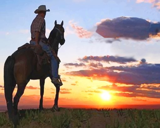 Cowboy-into-sunset-adult-paint-by-numbers
