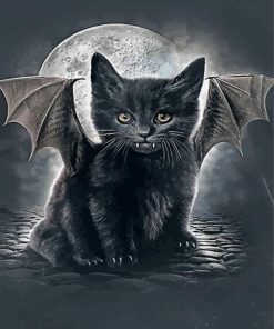 Creepy Bat Cat Animal Paint By Numbers