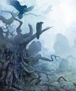 Dark Forest Ravens Paint By Numbers