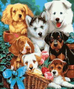 Cute Puppies and Dogs Paint By Numbers