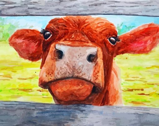 Cute-baby-brown-cow-paint-by-numbers