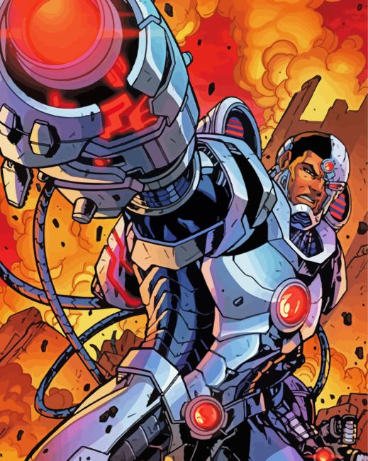 finalizing the Cyborg Movies Paint By Numbers artwork