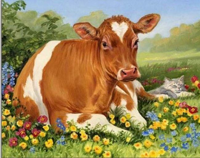 Charming Cows and Cats Paint By Numbers