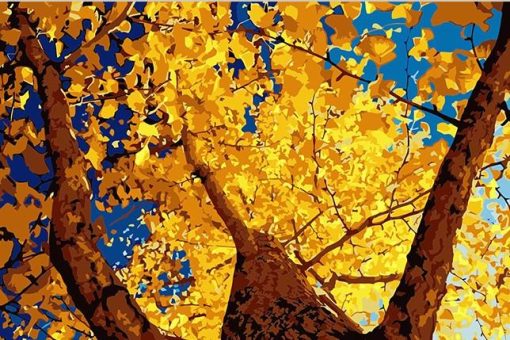 DIY-colorings-pictures-by-numbers-with-colors-Autumn-ginkgo-Autumn-landscape-picture-drawing-painting-by-numbers