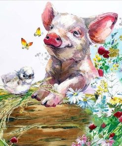 Charming Pig and Bird Paint By Numbers