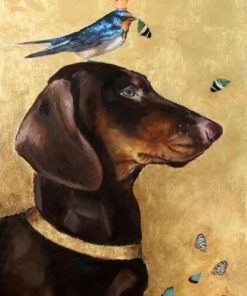 Adorable Dachshund and Bird Paint By Numbers