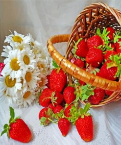 Daisy Flowers And Strawberries Paint By Numbers