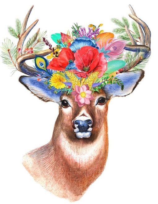 Deer-With-Flower-Crown-DIY-Animals-Paint-By-Numbers-PBN-40499