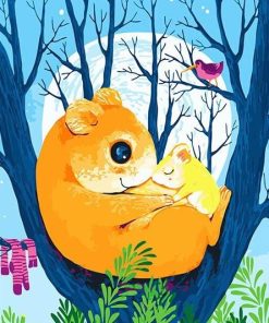 Hamster Tree Scene Paint By Numbers
