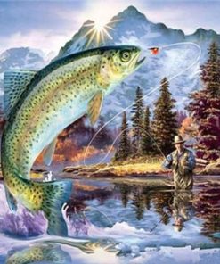 Trout Fish Mountain Scenery Paint By Numbers