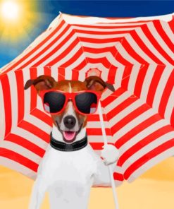 Stylish Dog With Umbrella Paint By Numbers