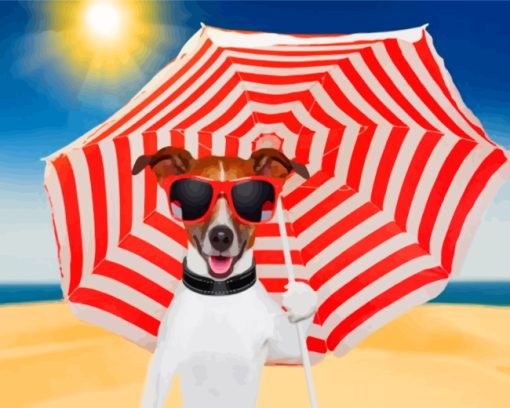 Dog-Holding-Umbrella-paint-by-numbers