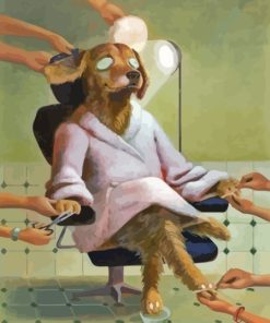 Dog in Barber's Chair Paint By Numbers