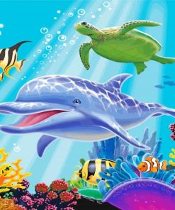Dolphins and Sea Turtles Paint By Numbers