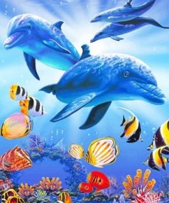 Dolphins and Tropical Fishes Paint By Numbers