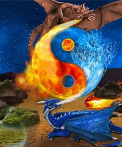 Dragon Water and Fire Painting Kit Paint By Numbers