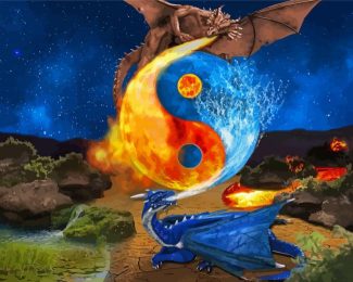 Dragon Water and Fire Painting Kit Paint By Numbers