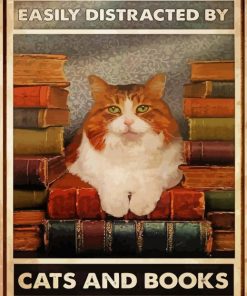 Easily Distracted By Cats And Books Paint By Numbers