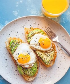 Delicious Avocado Toast and Eggs Paint By Numbers