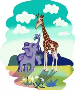 Elephant and Giraffe Wildlife Paint By Numbers