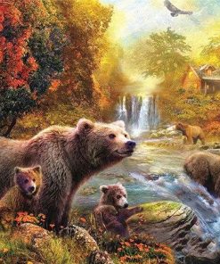 Bears by Stream Animal Paint By Numbers